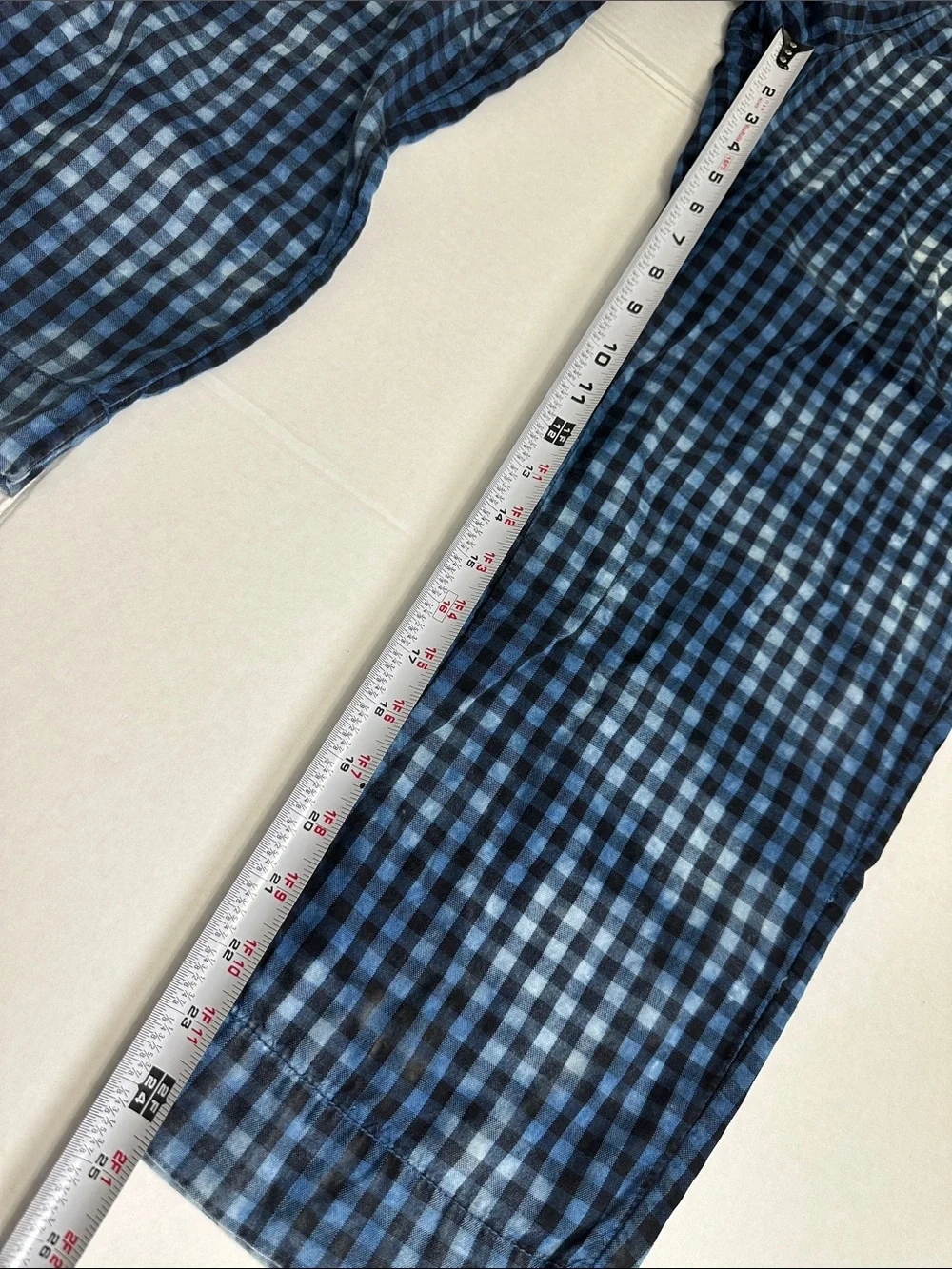 Anthropologie Maeve Avryl Bleached Gingham Pants Blue Size‎ 6 High Rise Tapered